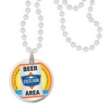 Round Mardi Gras Beads with Decal on Disk - Pearl White